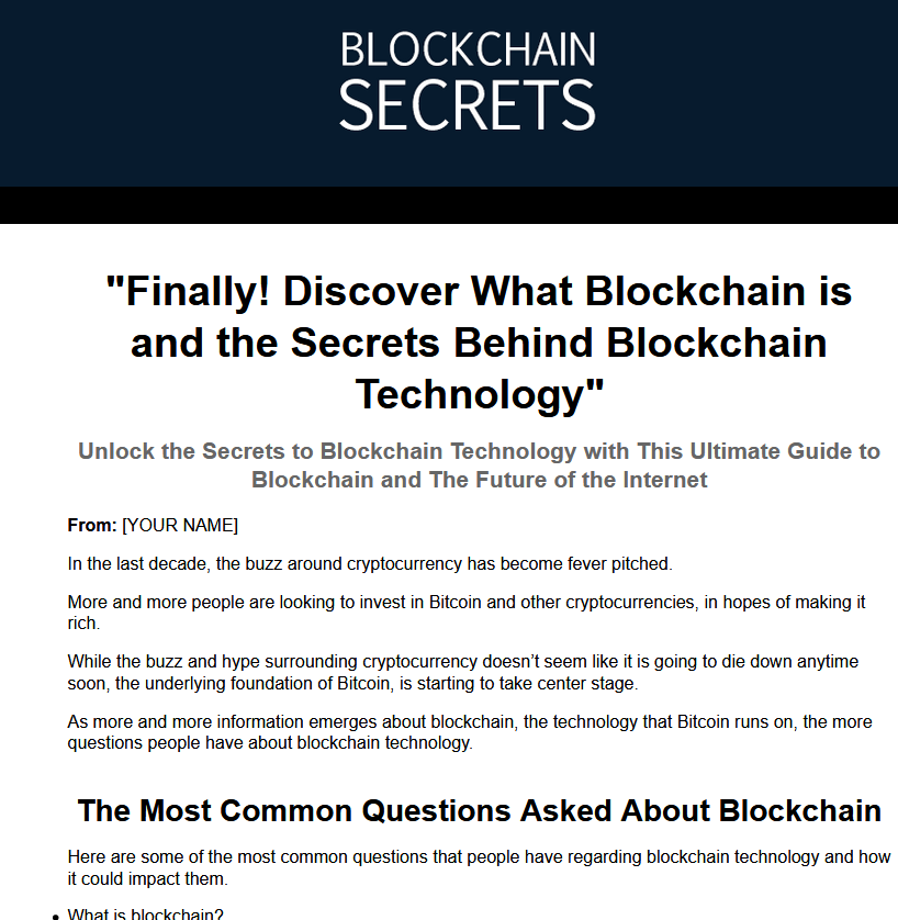 Blockchain Secrets Website For Sale