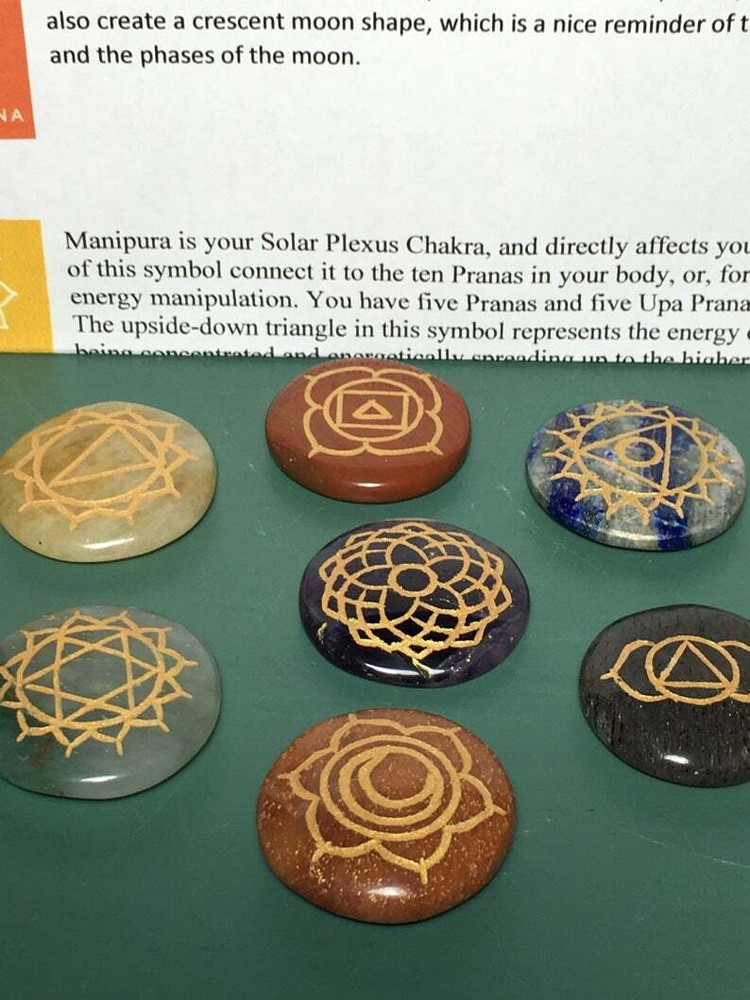 Chakra Disc Set, 7 Chakra Stones ,Chakra Grid Set,Engraved Disc Set, Chakra