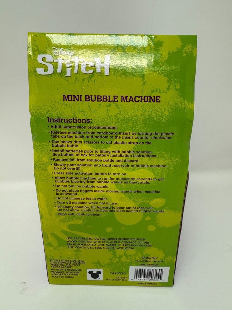 Disney Stitch Mini Bubble Machine - Fun Bubble Blower with Solution, Ages 3+