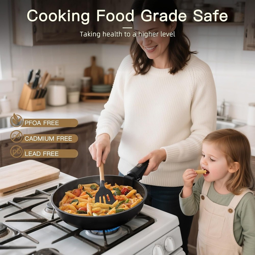 21-Piece Non-Stick Ceramic Cookware Set with Removable Handle - Induction Ready