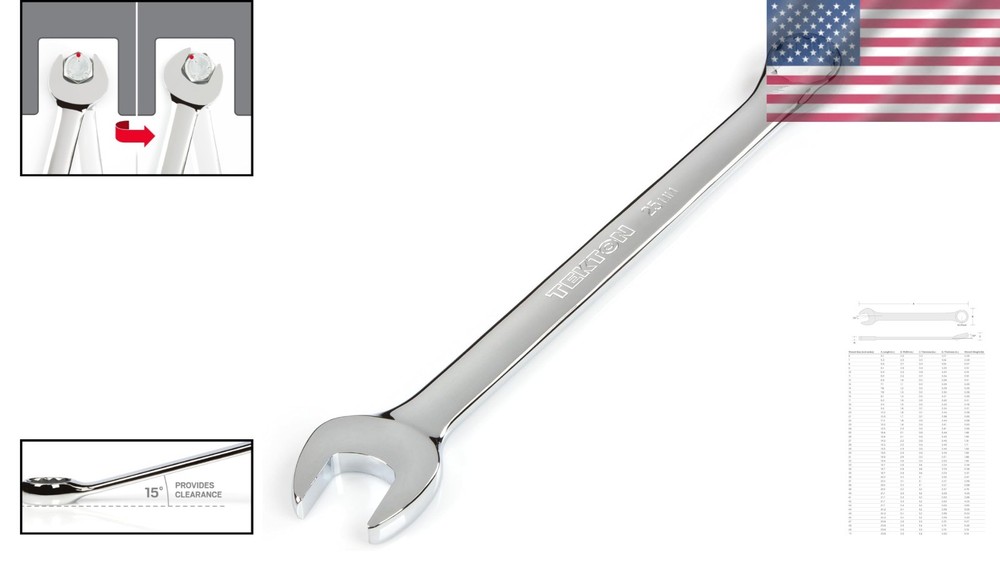 High-Performance 25 mm Combination Wrench - Chrome Finish & Mechanical Leverage
