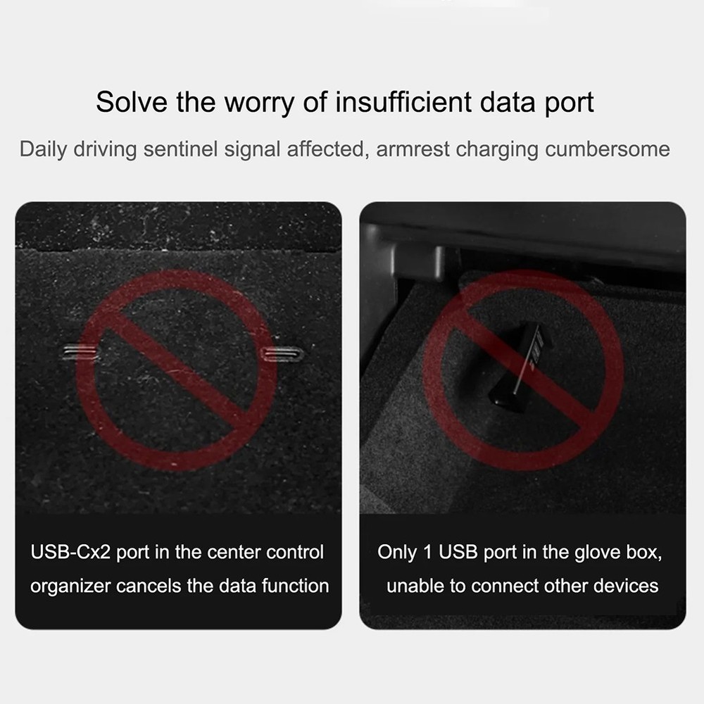 Foldable Charger Hub for Tesla For Model 3 Streamlined Under Screen Docking