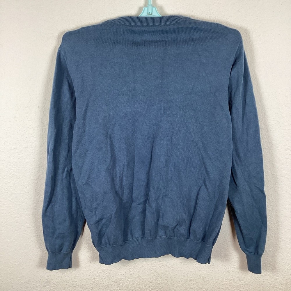 Edwards Mens Sweater Sz M Long Sleeve Pullover Solid V Neck Blue Excellent