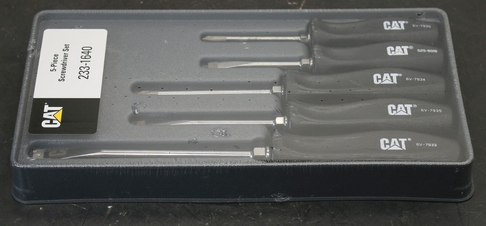 CAT Caterpillar 233-1640 5pc Screwdriver Set Hard Plastic Old Style Handle