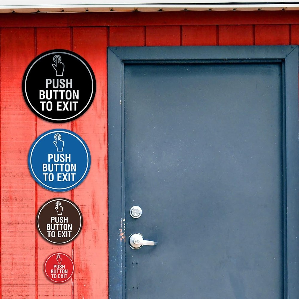 Circle Push Button To Exit Sign Black Small Door Access Control Switch Part