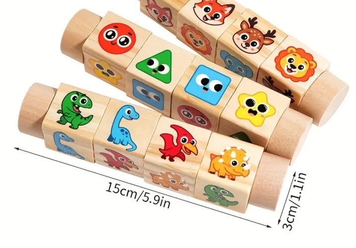 Rotating Building Blocks Educational Puzzle Toy- Dinosaurs