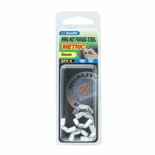 Zenith M5 Zinc Plated Forged Wing Nut - 6 Pack