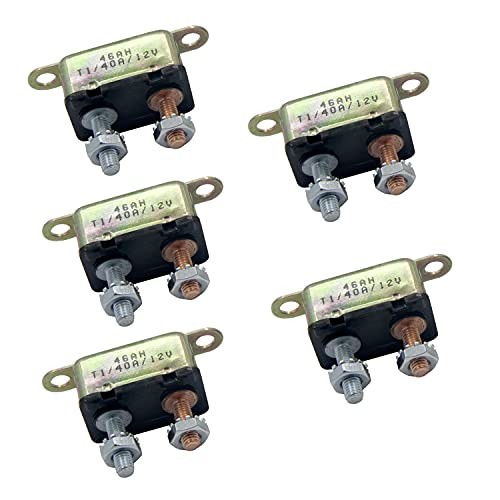12V Universal Automatic Reset Stud Type Circuit Breaker Lengthwise 5Pack 40A