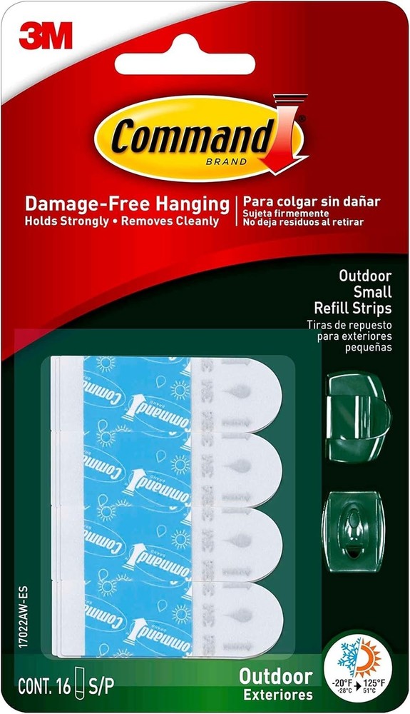 Command Small All Weather Refill Strips [Removable] 16 strips