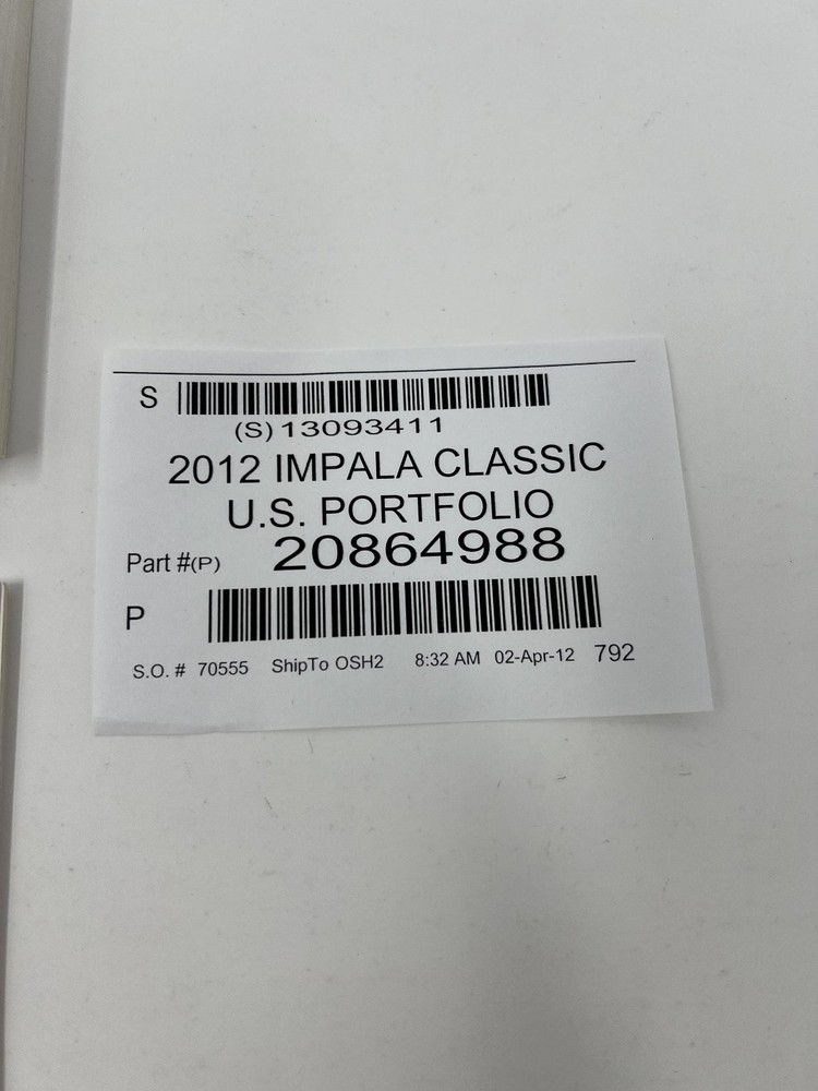 2012 Impala Chevrolet Owners Manual OEM Complete Set