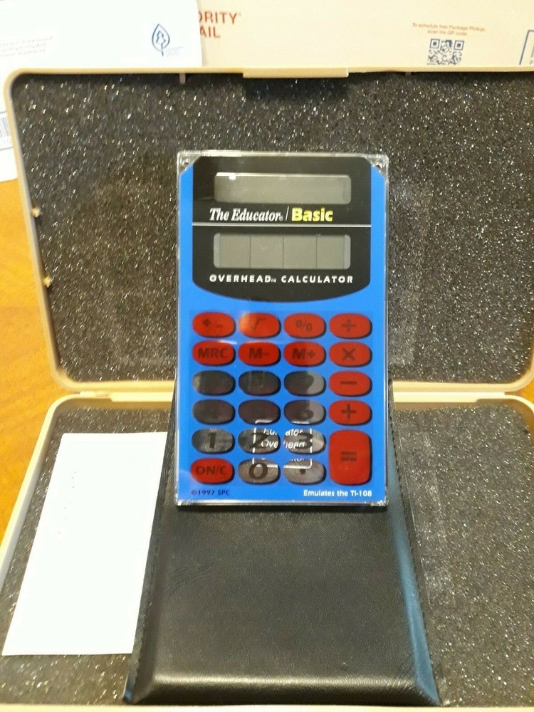 Calculator Keeper The Educator Basic Overhead Calculator, Manual + Case T1-108