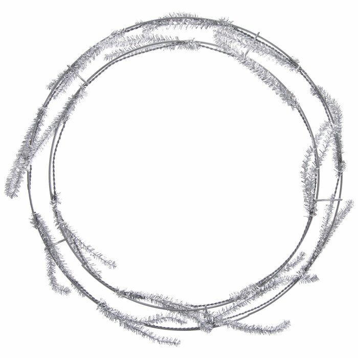 Foral Pine Silver Metal Work Wreath 16"