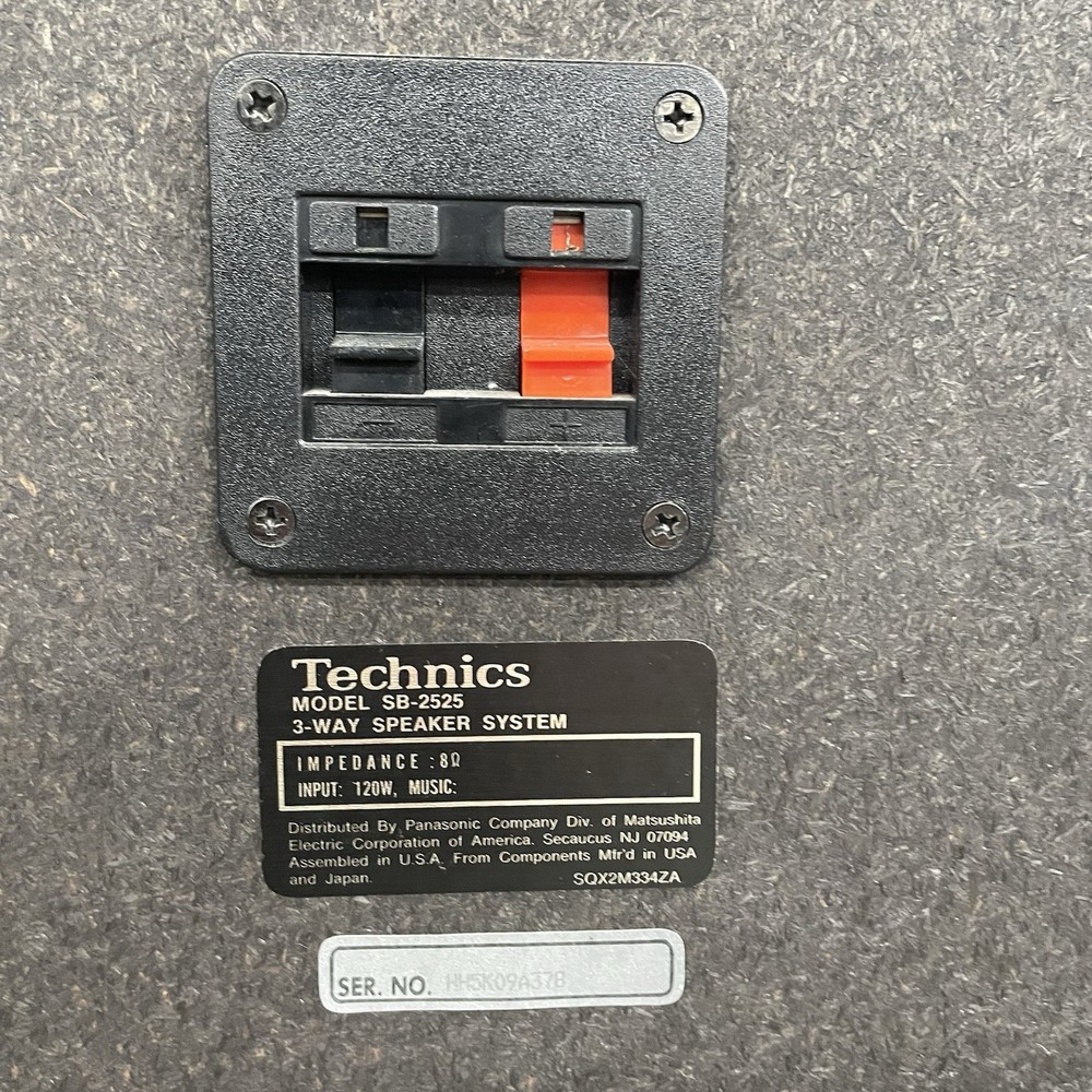 Technics SB-2525 Stereo 3-way Speaker System 120w Watts