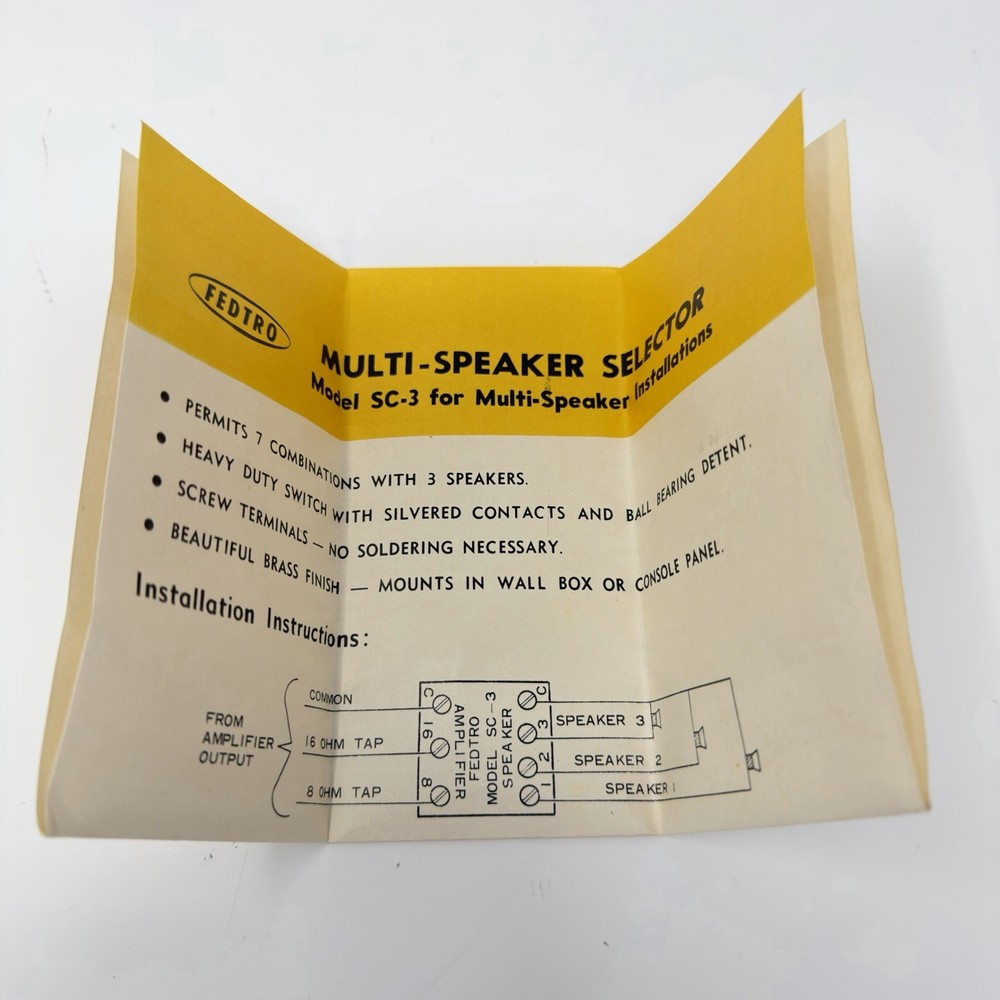 Vintage Fedtro Multi-Speaker Selector SC-3 Japan NOS