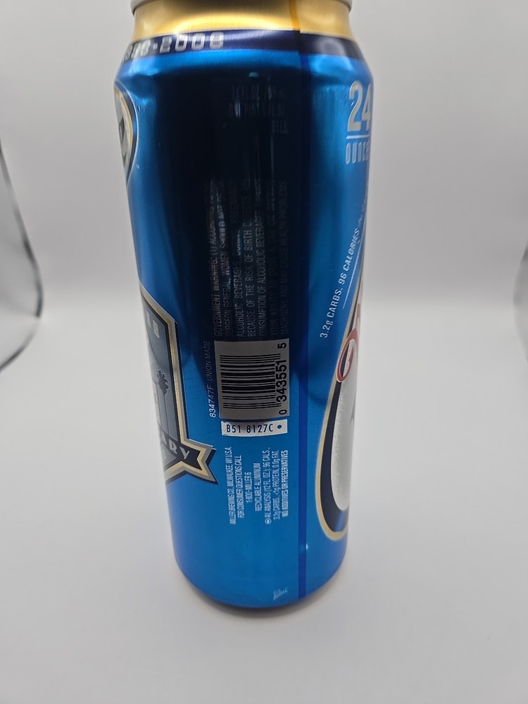 Miller Lite Beer Can Dodgers Baseball 50th Anniversary Logo 2008 EMPTY Damage