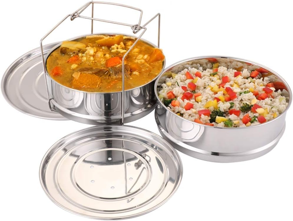 Stackable Steamer Insert Pans for 6/8 Qt Instant Pot - Stainless Steel