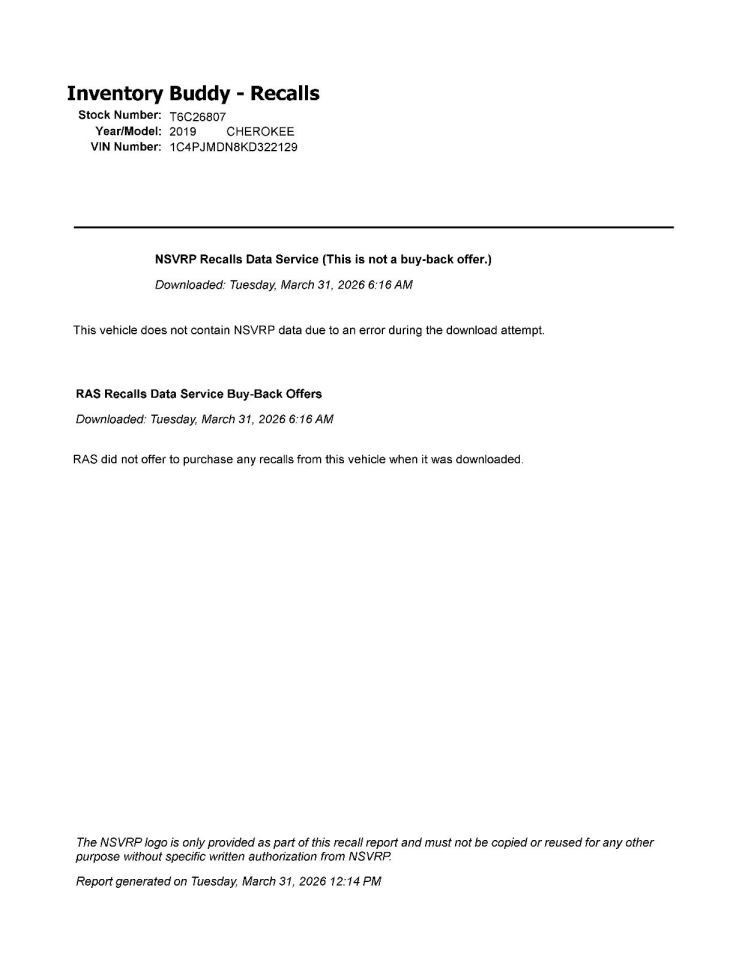 CHEROKEE 2019 Transmission Shift 1024436