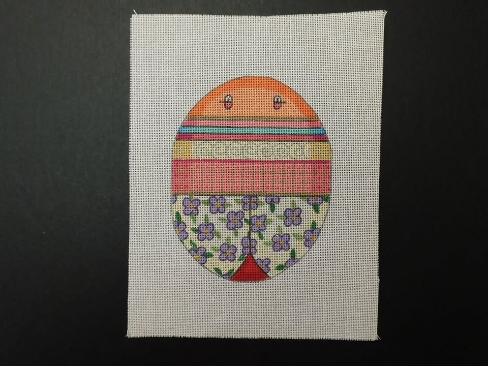 Funny Egg w/Eyes by Unknown Designer (CT27) Hand Painted Needlepoint
