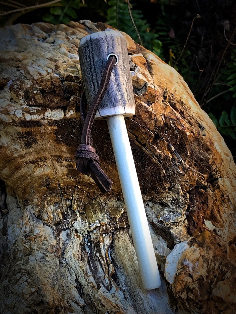 Handmade Genuine Stag 3/8" Ceramic Field Sharpener (5)