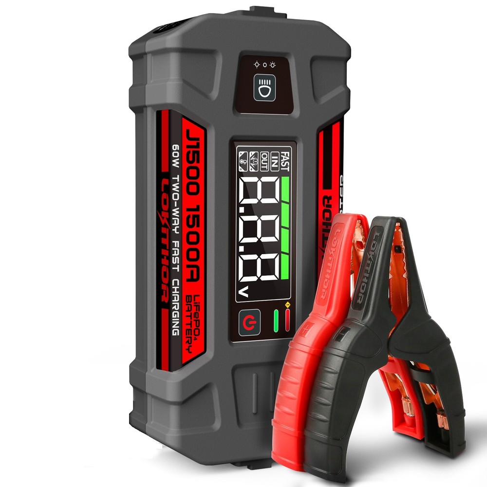 LOKITHOR Jump Starter 60W Two-Way Fast Charging 1500A LiFePO4 Battery Booster US