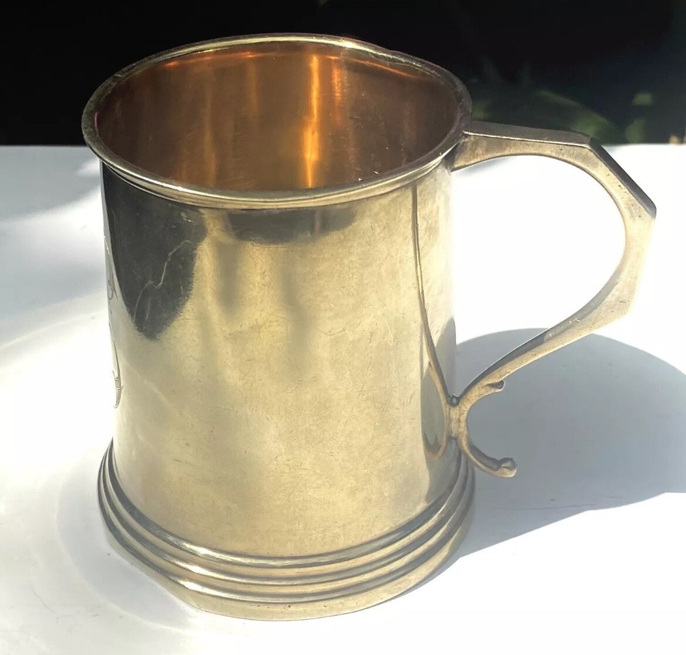 Solid Silver Sterling Silver Gilt Hallmarked Antique Mug Cup Tankard