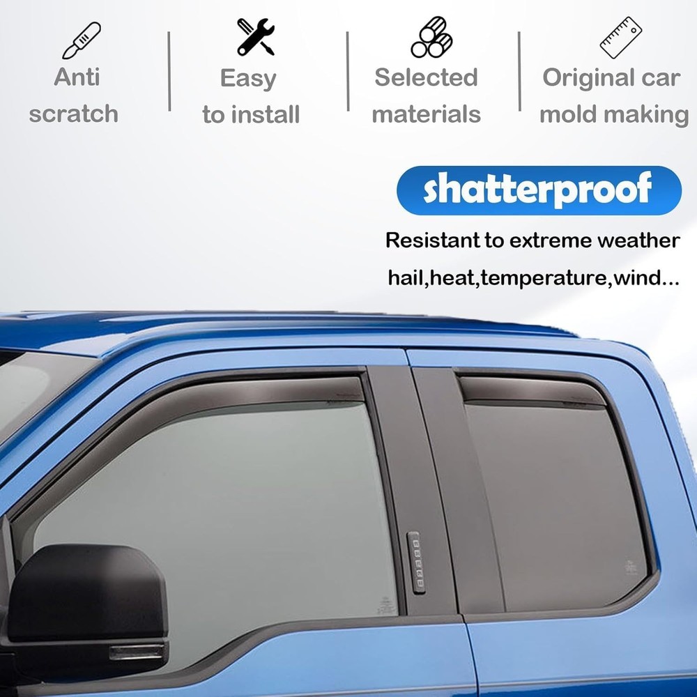Rain Deflectors for Chevy GMC Silverado Sierra Extended Cab 2007-13