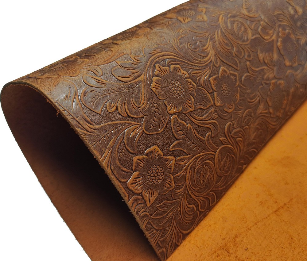 Bump Texture Genuine Leather Sheets Plain Geometric Pattern, Tan, 12"x24"