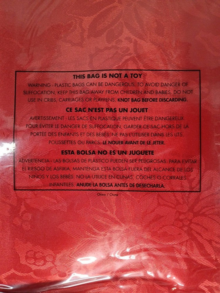 Fabric Tablecloth 52" X 70" Red Christtas Polyester