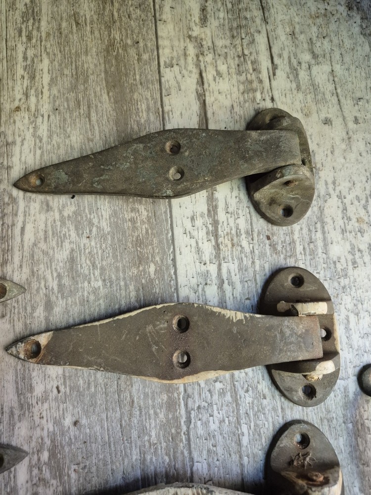 Antique Ice Box Brass Hinges Latches Pulls Hardware 14 PC Lot READ DESCRIPTION