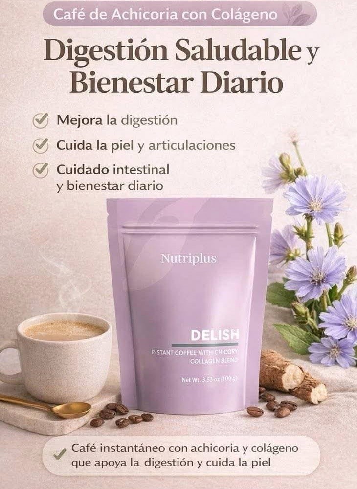 Nutriplus Delish Instant Coffee Chicory Collagen Blend Vegan 100g Pack