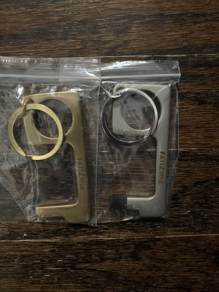 Door Opener Tool Brass Metal Hook Keychain No Touch Touchless Avoid Germs