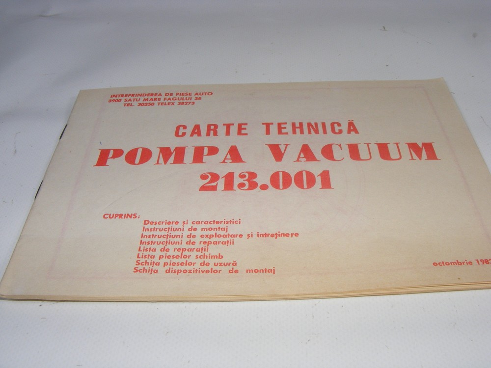 Old Brochure Pump Vacuum 21.001