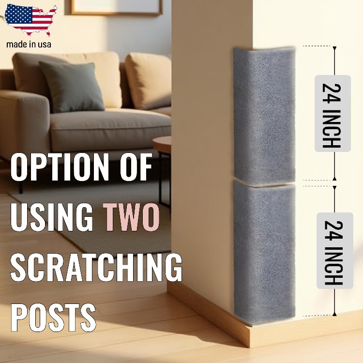 Wall Cat Scratcher – Stops Wall & Corner Scratching – Double-Sided Carpet Wal...