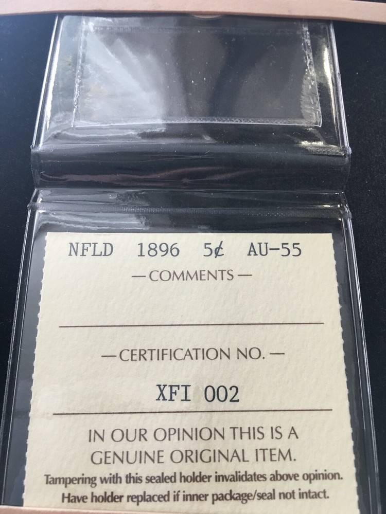 1896 ICCS Graded Newfoundland, ¢5 Cent, **AU-55**