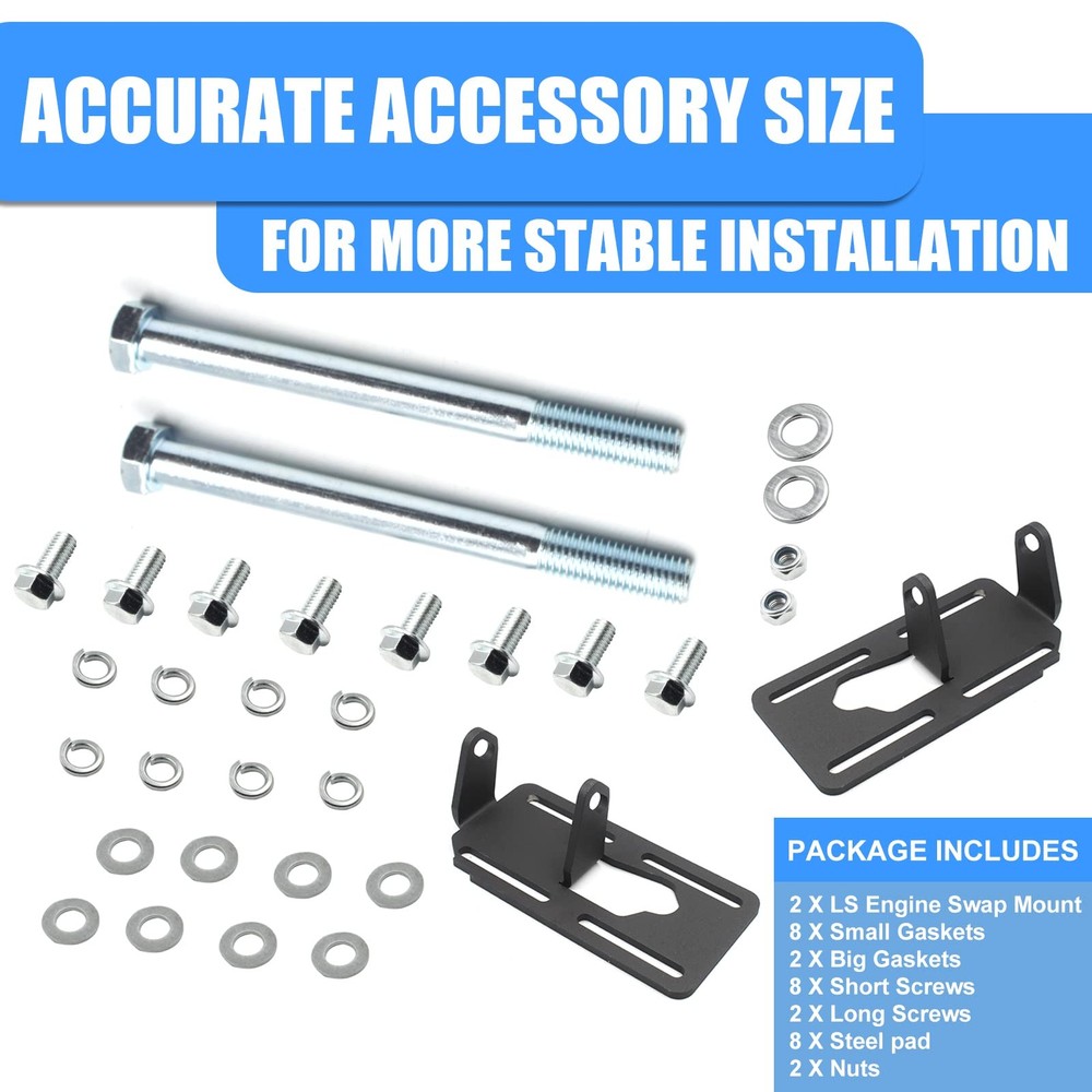 YZQPNB LS Conversion Engine Mounts Compatible with 1973-1987 Square Black