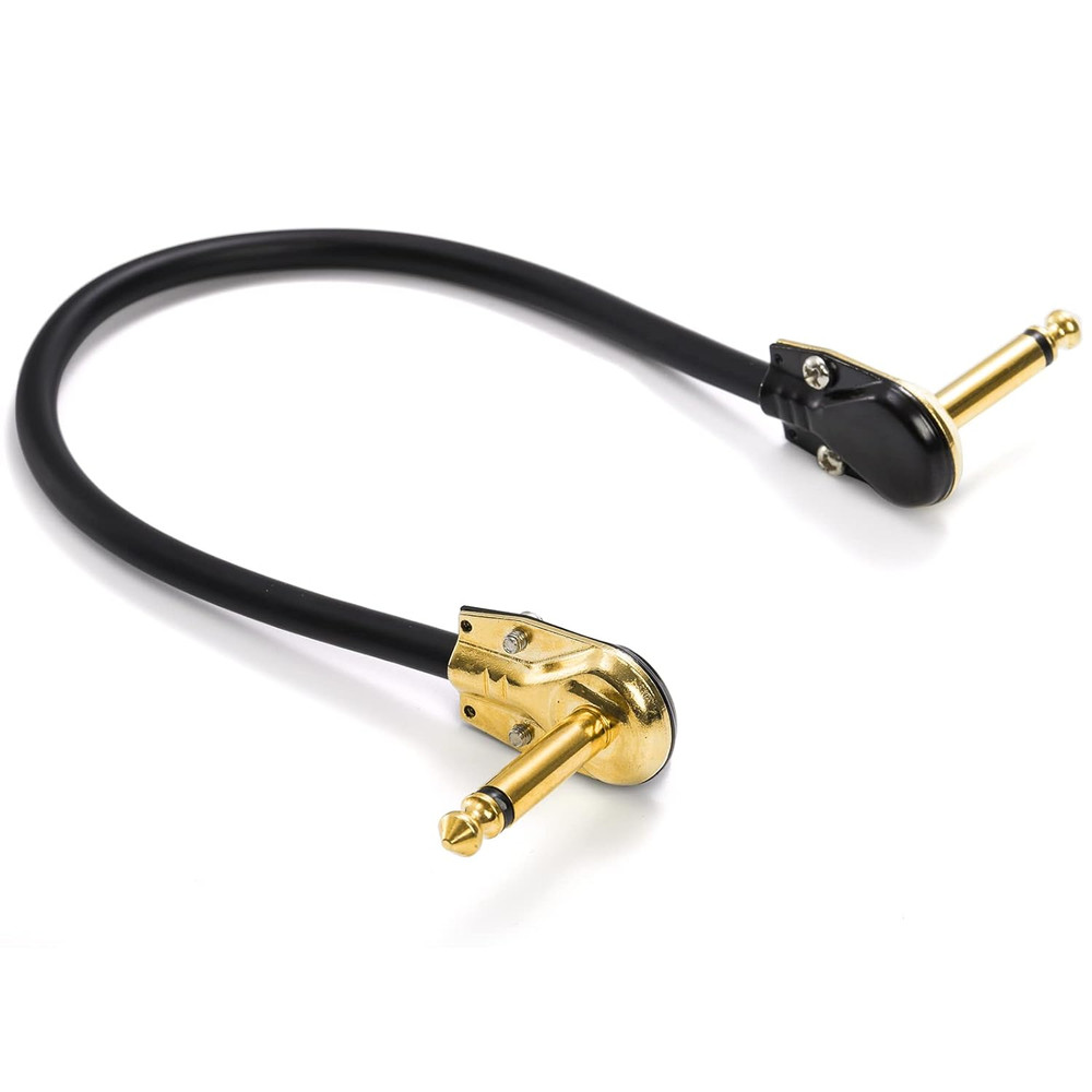 Guitar Patch Cable 4-Pack, 12" Flat Low Profile with Right Angle Connectors