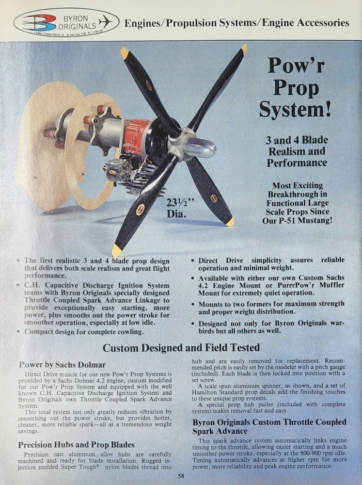 Vintage 1987 Byron Prop Reduction System Print Ad Ephemera