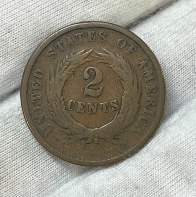 1864 US 2 Cents Piece Coin
