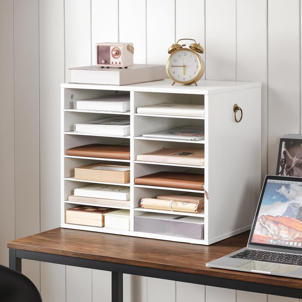 HOOBRO 12-Comp. Literature Organizer, Adjustable Office Mailbox