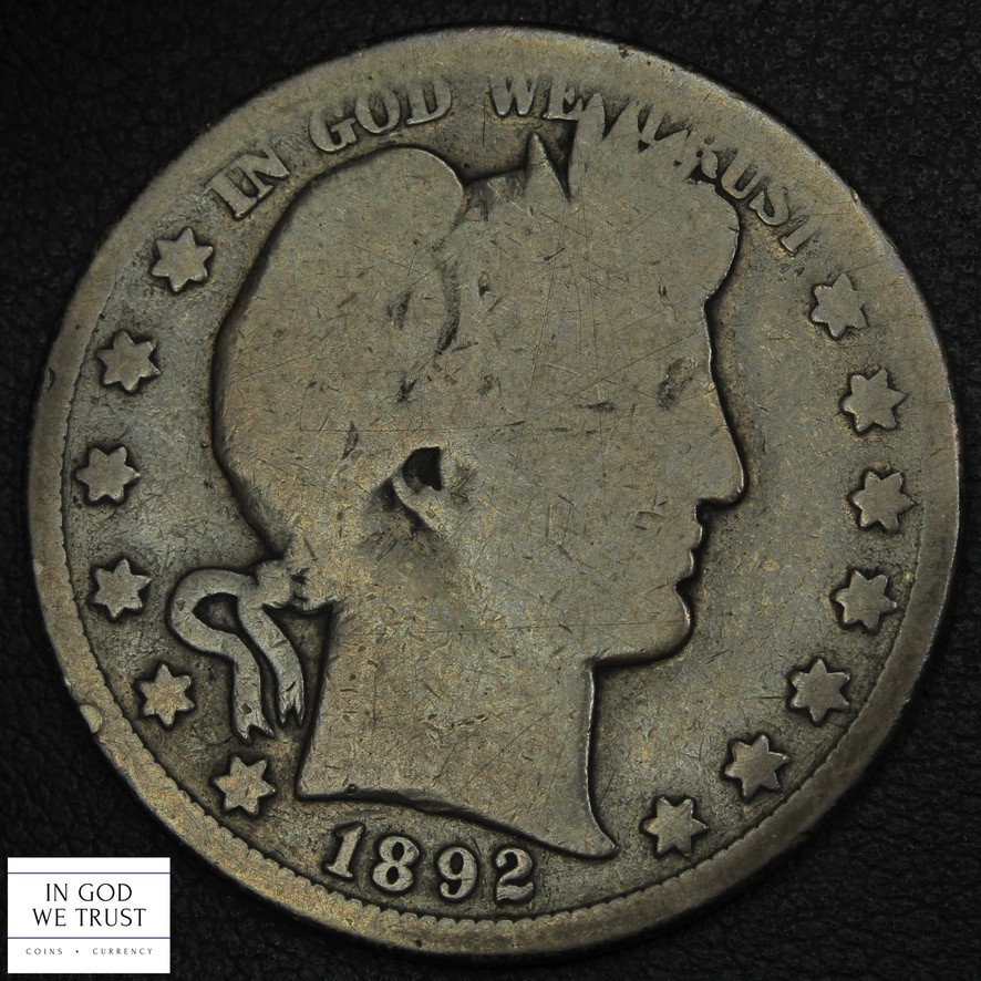 1892 S Barber Silver Half Dollar 50C