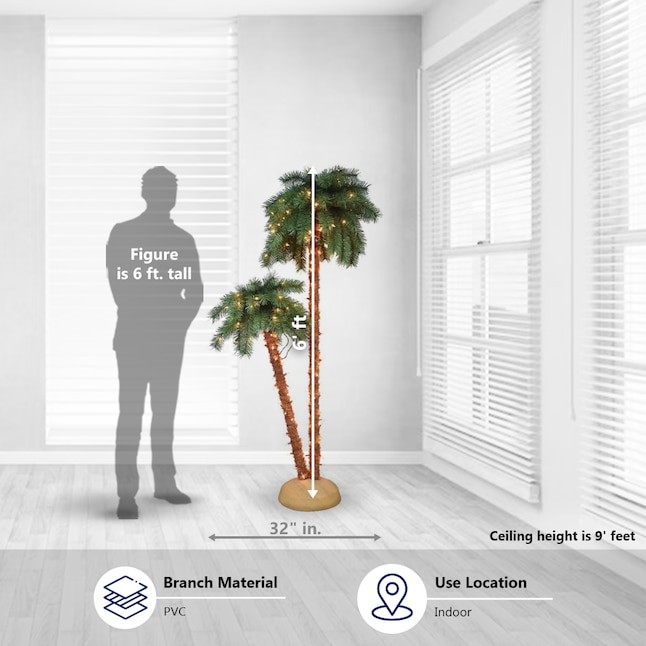 SANTA'S WORKSHOP 6-FT PALM PRE-LIT ARTIFICIAL CHRISTMAS WHITE - Scratch & Dent