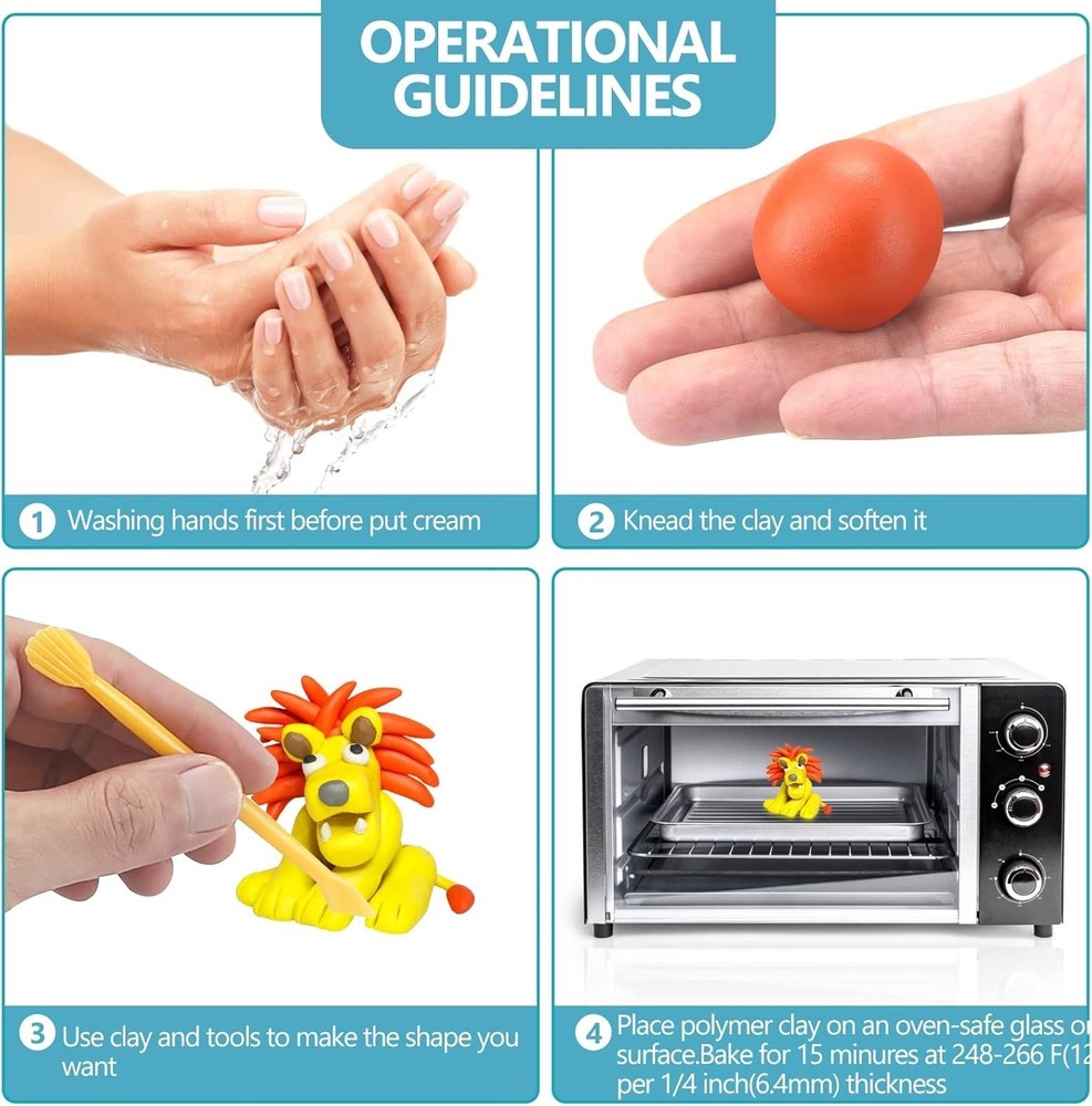 50-Color Polymer Clay Starter Kit with Sculpting Tools & Instructions