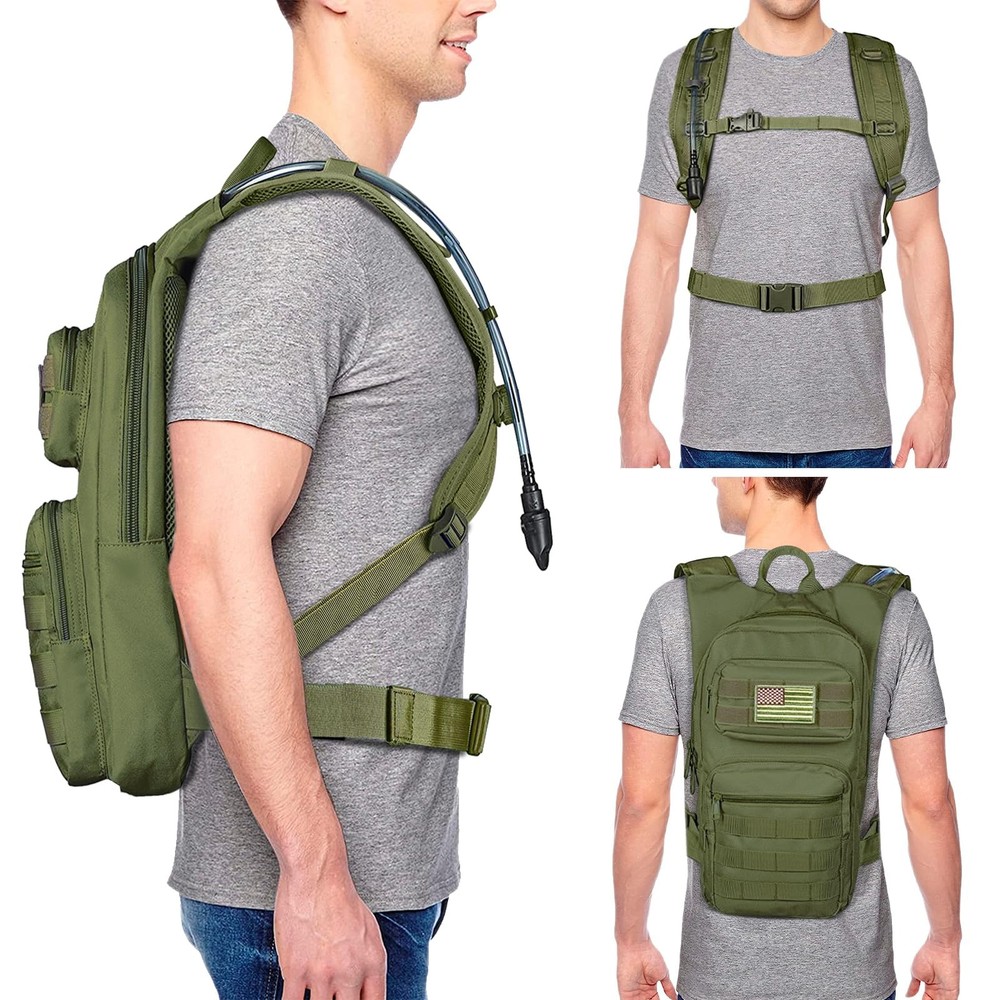 Hydration Backpack with 3L TPU Water Bladder, Tactical Molle Water Backpack f...
