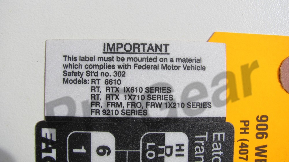 10 Speed Eaton Transmission Direct Shift Pattern 20400 Decal Conventional "H"