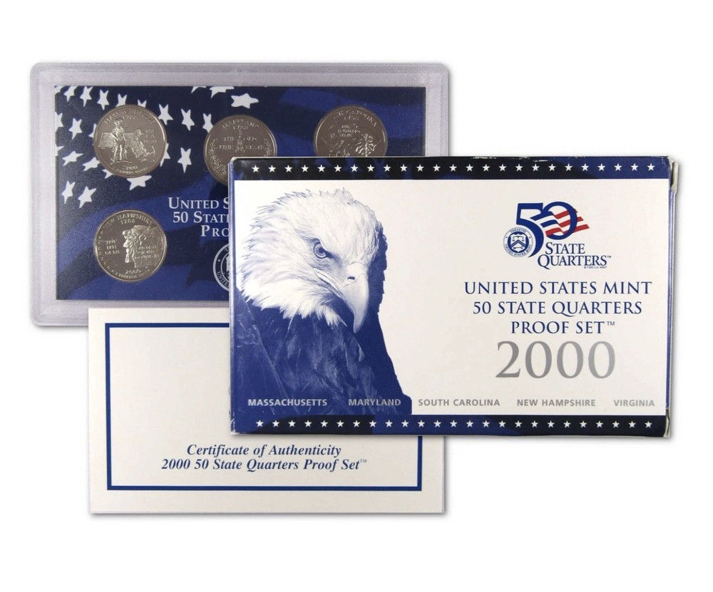 2000 State Quarter Clad Proof Set U.S. Mint Packaging OGP COA