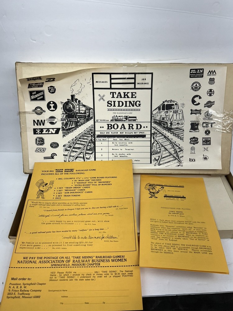 1976 Take Siding The Railroad Board Game - *Box & Instructions Replacement Only*