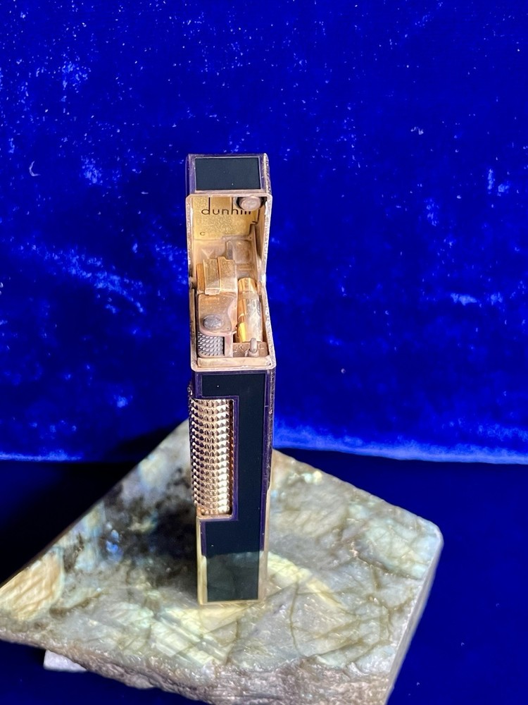 Dunhill Lighter Vintage Black Lacquer Rollagas Mint Condition Work 1 Year Warran