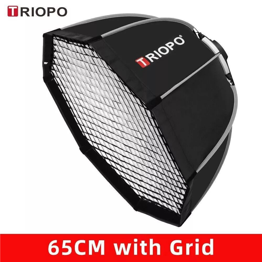 US TRIOPO K2-65 65cm/25.6'' Foldable Octagon Bowens Softbox+Grid Fr Studio Flash