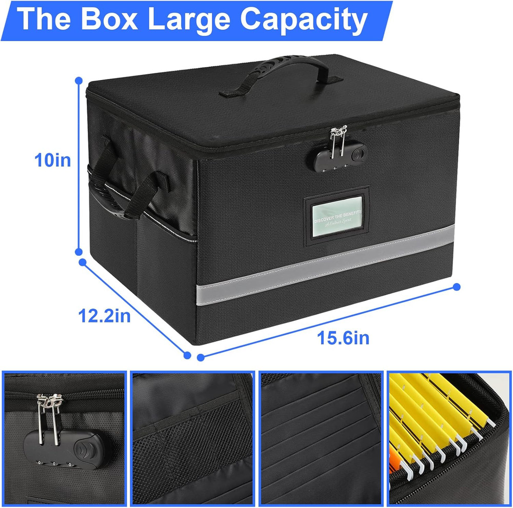 File Organizer, Fireproof File Box with Lids, Important Document Organizer Bo...