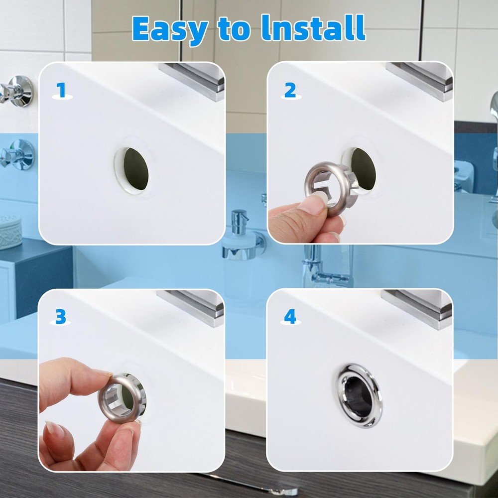 VRSS 6-Claw Bathroom Kitchen Sink Overflow Ring Basin 6pcs Brushed Nickel
